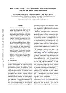 UPB at SemEval-2021 Task 7: Adversarial Multi-Task Learning for
  Detecting and Rating Humor and Offense