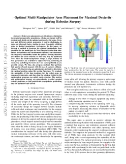 Optimal Multi-Manipulator Arm Placement for Maximal Dexterity during
  Robotics Surgery