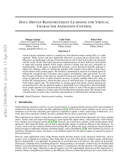 Data-Driven Reinforcement Learning for Virtual Character Animation
  Control
