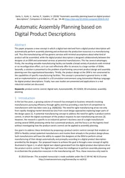 Automatic Assembly Planning based on Digital Product Descriptions