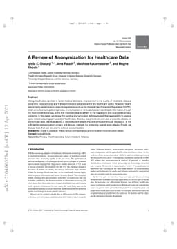 A Review of Anonymization for Healthcare Data