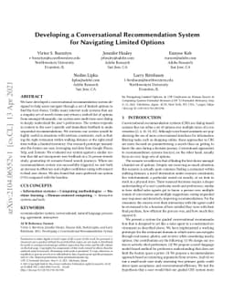 Developing a Conversational Recommendation System for Navigating Limited
  Options