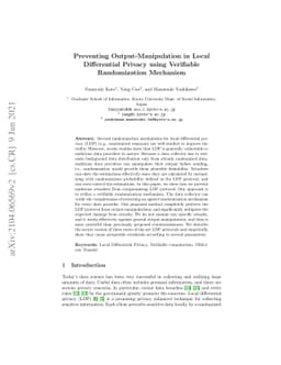 Preventing Manipulation Attack in Local Differential Privacy using
  Verifiable Randomization Mechanism