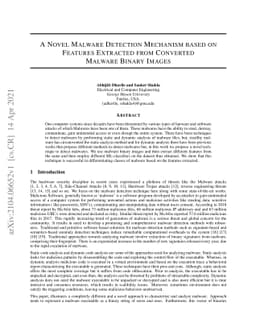 A Novel Malware Detection Mechanism based on Features Extracted from
  Converted Malware Binary Images