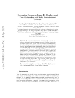 Dewarping Document Image By Displacement Flow Estimation with Fully
  Convolutional Network