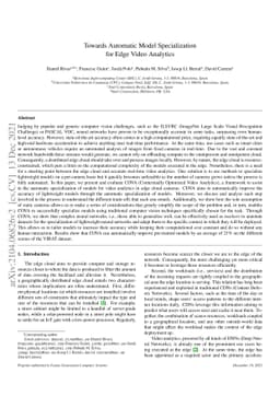 Towards Automatic Model Specialization for Edge Video Analytics