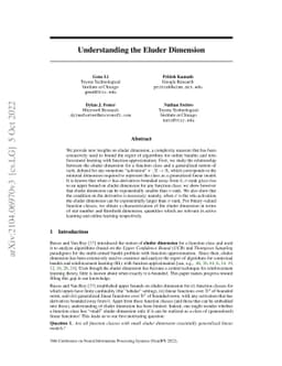 Understanding the Eluder Dimension
