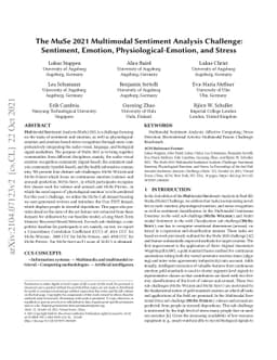The MuSe 2021 Multimodal Sentiment Analysis Challenge: Sentiment,
  Emotion, Physiological-Emotion, and Stress