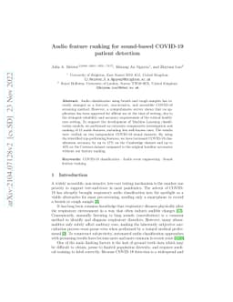 Audio feature ranking for sound-based COVID-19 patient detection