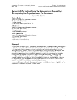 Dynamic Information Security Management Capability: Strategising for
  Organisational Performance