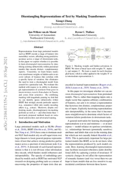 Disentangling Representations of Text by Masking Transformers