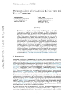 Orthogonalizing Convolutional Layers with the Cayley Transform