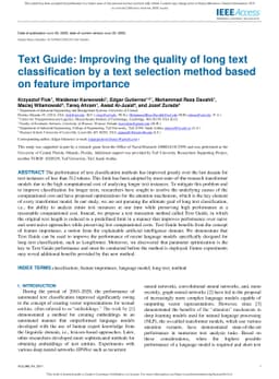 Text Guide: Improving the quality of long text classification by a text
  selection method based on feature importance