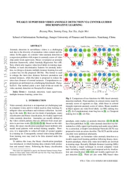 Weakly Supervised Video Anomaly Detection via Center-guided
  Discriminative Learning