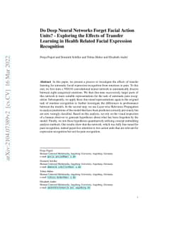 Do Deep Neural Networks Forget Facial Action Units? -- Exploring the
  Effects of Transfer Learning in Health Related Facial Expression Recognition