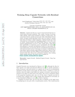 Training Deep Capsule Networks with Residual Connections