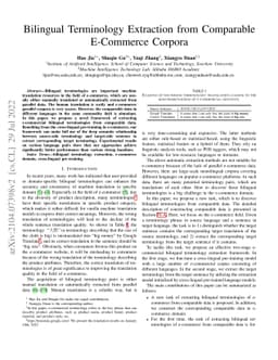 Bilingual Terminology Extraction from Comparable E-Commerce Corpora