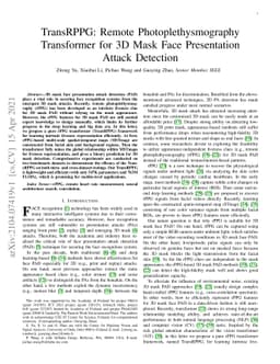 TransRPPG: Remote Photoplethysmography Transformer for 3D Mask Face
  Presentation Attack Detection