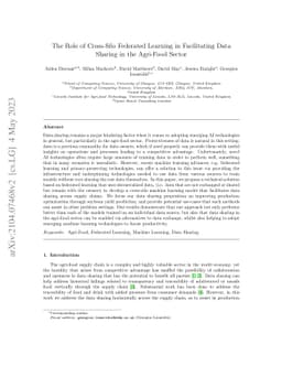 The Role of Cross-Silo Federated Learning in Facilitating Data Sharing
  in the Agri-Food Sector