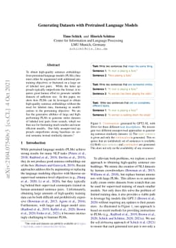 Generating Datasets with Pretrained Language Models