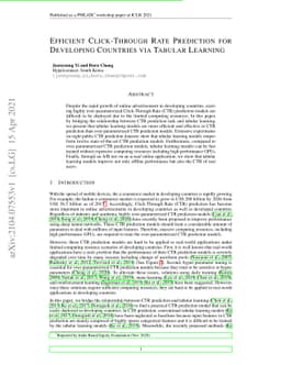 Efficient Click-Through Rate Prediction for Developing Countries via
  Tabular Learning