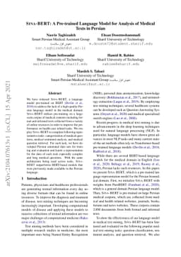 SINA-BERT: A pre-trained Language Model for Analysis of Medical Texts in
  Persian
