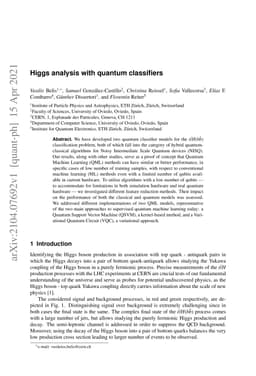 Higgs analysis with quantum classifiers
