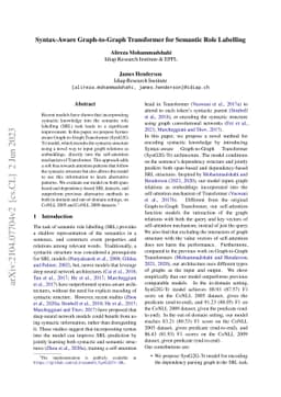 Syntax-Aware Graph-to-Graph Transformer for Semantic Role Labelling