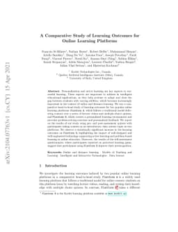 Comparative Study of Learning Outcomes for Online Learning Platforms