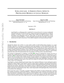 Sublanguage: A Serious Issue Affects Pretrained Models in Legal Domain