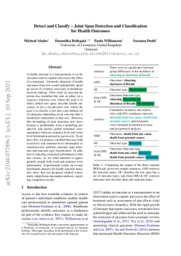 Detect and Classify -- Joint Span Detection and Classification for
  Health Outcomes