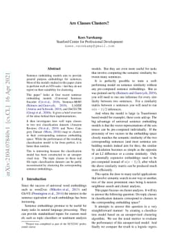 Are Classes Clusters?