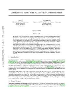 Distributed TD(0) with Almost No Communication