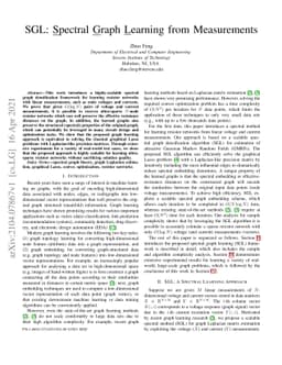 SGL: Spectral Graph Learning from Measurements