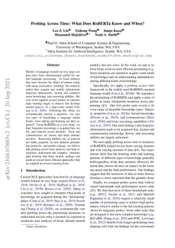Probing Across Time: What Does RoBERTa Know and When?