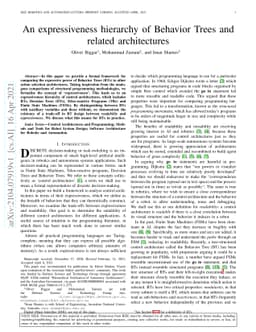 An expressiveness hierarchy of Behavior Trees and related architectures