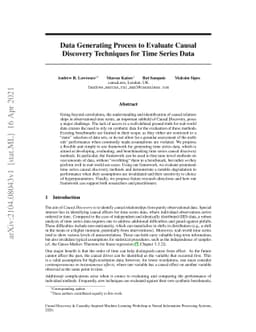 Data Generating Process to Evaluate Causal Discovery Techniques for Time
  Series Data