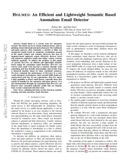 Holmes: An Efficient and Lightweight Semantic Based Anomalous Email
  Detector