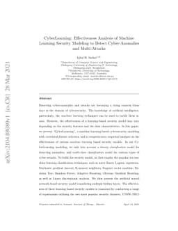 CyberLearning: Effectiveness Analysis of Machine Learning Security
  Modeling to Detect Cyber-Anomalies and Multi-Attacks