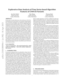 Explorative Data Analysis of Time Series based AlgorithmFeatures of
  CMA-ES Variants