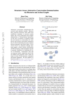 Structure-Aware Abstractive Conversation Summarization via Discourse and
  Action Graphs