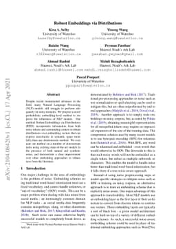 Robust Embeddings Via Distributions