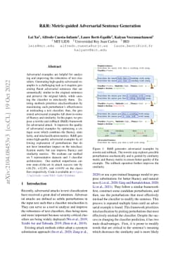 R&R: Metric-guided Adversarial Sentence Generation