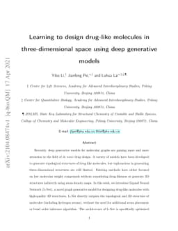 Learning to design drug-like molecules in three-dimensional space using
  deep generative models