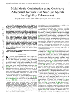 Multi-Metric Optimization using Generative Adversarial Networks for
  Near-End Speech Intelligibility Enhancement