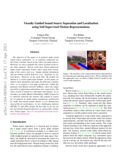 Visually Guided Sound Source Separation and Localization using
  Self-Supervised Motion Representations