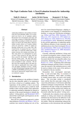 The Topic Confusion Task: A Novel Scenario for Authorship Attribution
