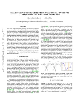 Recursive input and state estimation: A general framework for learning
  from time series with missing data