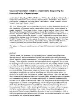 Cetacean Translation Initiative: a roadmap to deciphering the
  communication of sperm whales