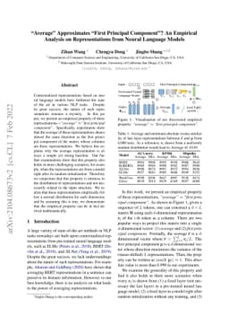 "Average" Approximates "First Principal Component"? An Empirical
  Analysis on Representations from Neural Language Models